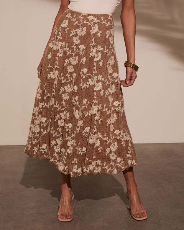 Tova Crochet Floral Midi Skirt-Matylis