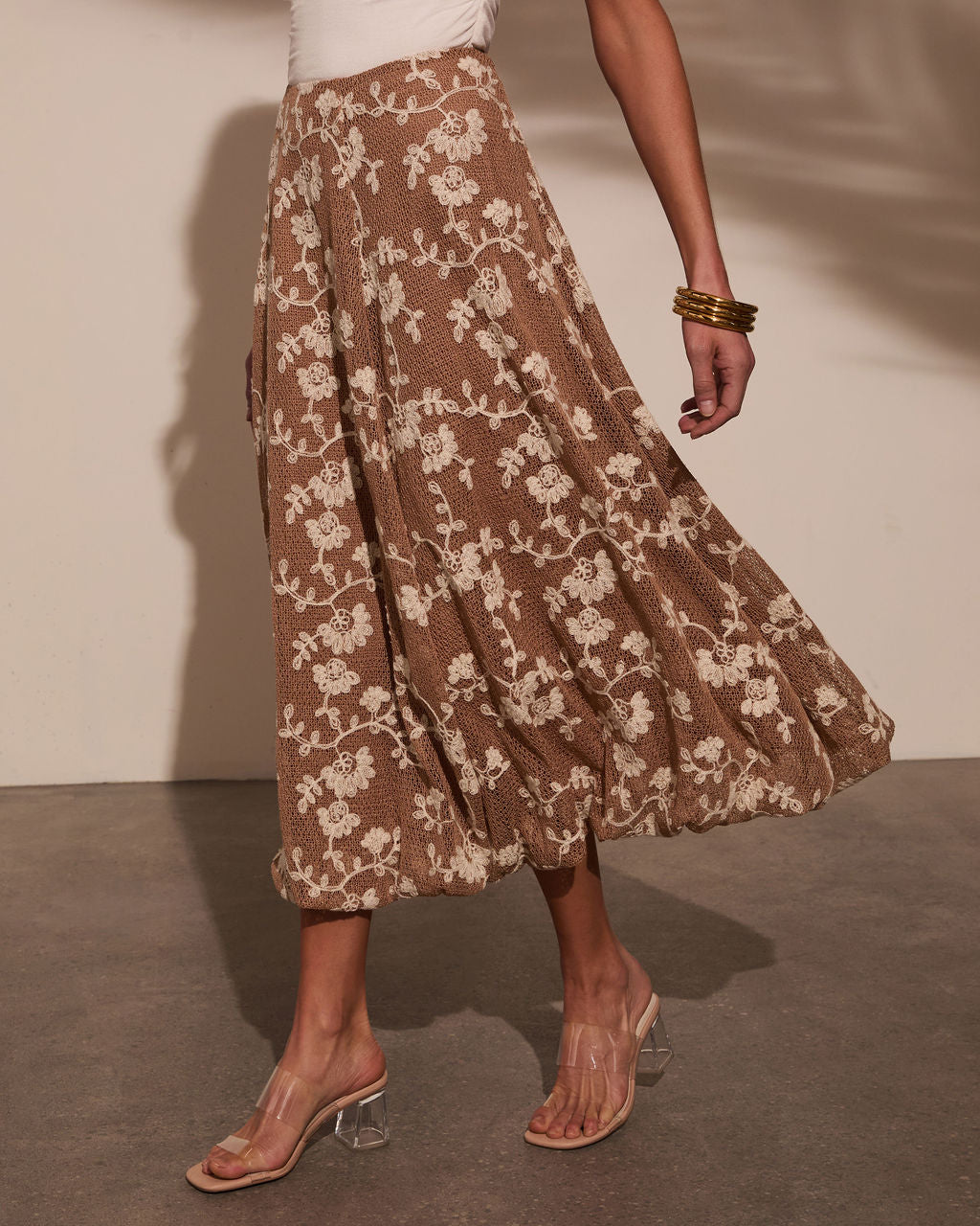 Tova Crochet Floral Midi Skirt-Matylis