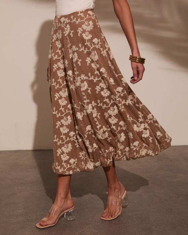 Tova Crochet Floral Midi Skirt-Matylis