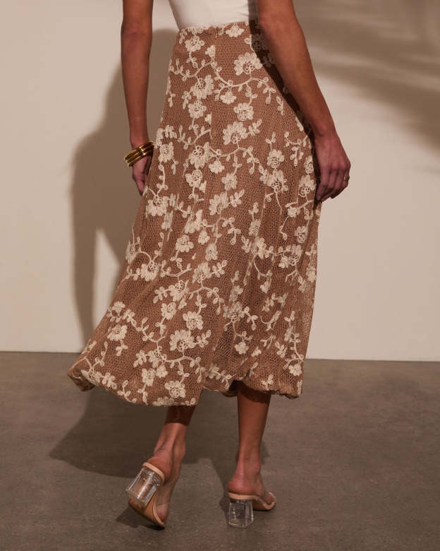 Tova Crochet Floral Midi Skirt-Matylis