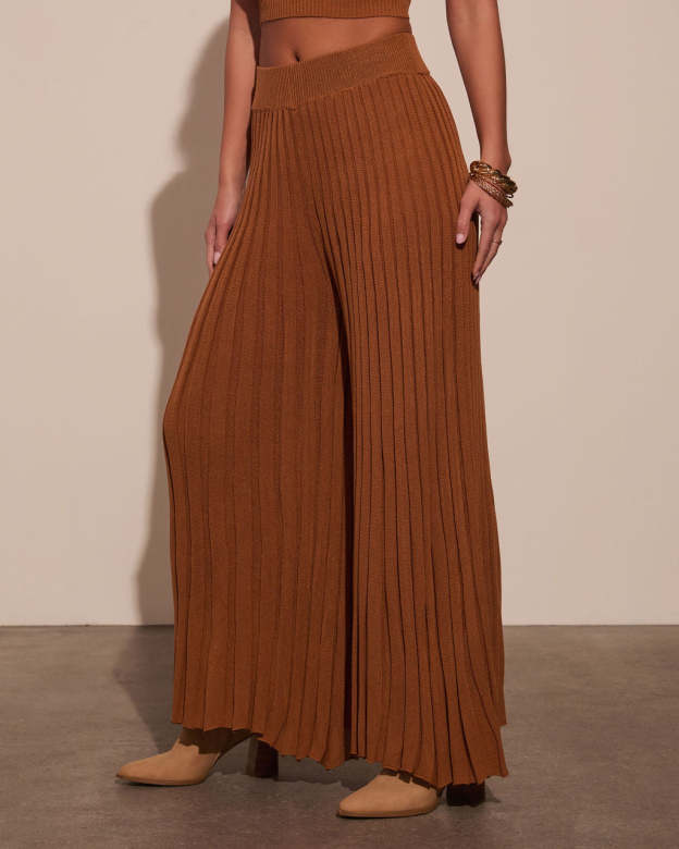 Winslow Wide Leg Pleated Knitwear Pant-Matylis