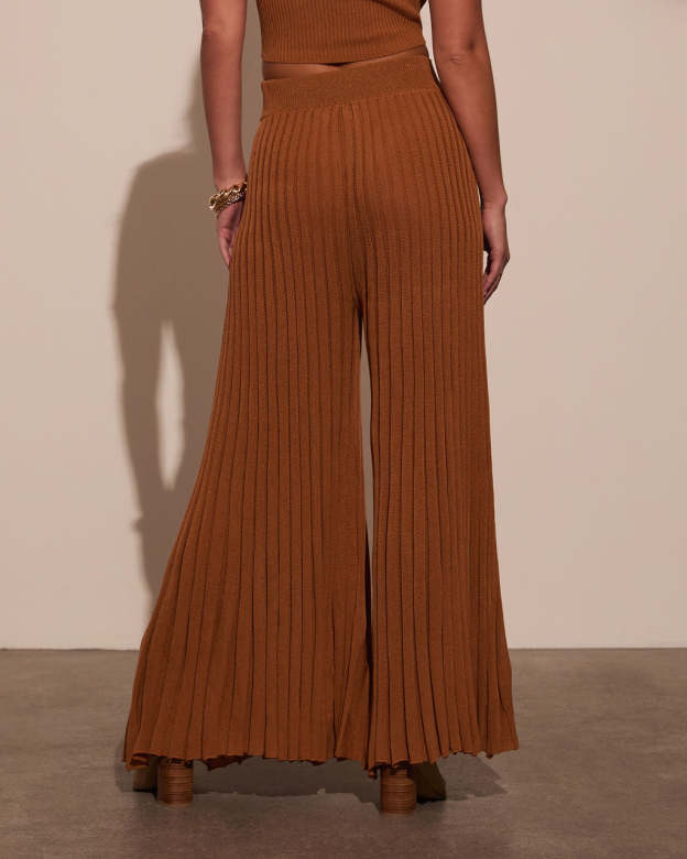 Winslow Wide Leg Pleated Knitwear Pant-Matylis