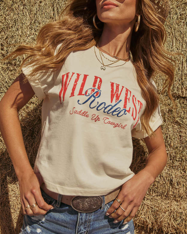 Wild West Rodeo Cropped Graphic Tee-Matylis