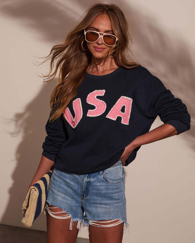 USA Graphic Pullover Sweatshirt-Matylis