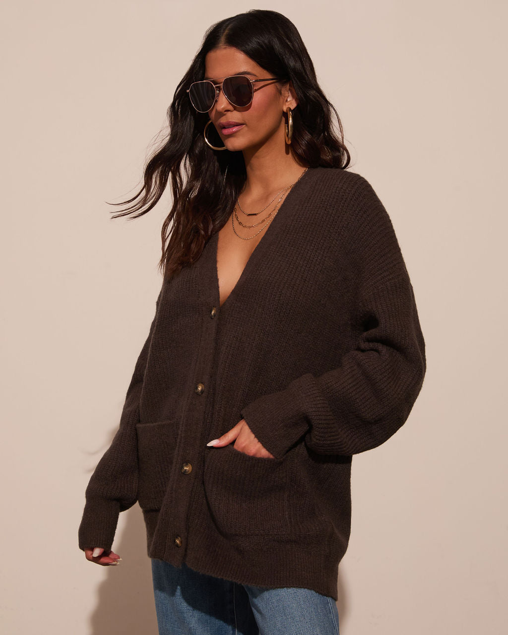 Warm Latte Oversized Cardigan-Matylis