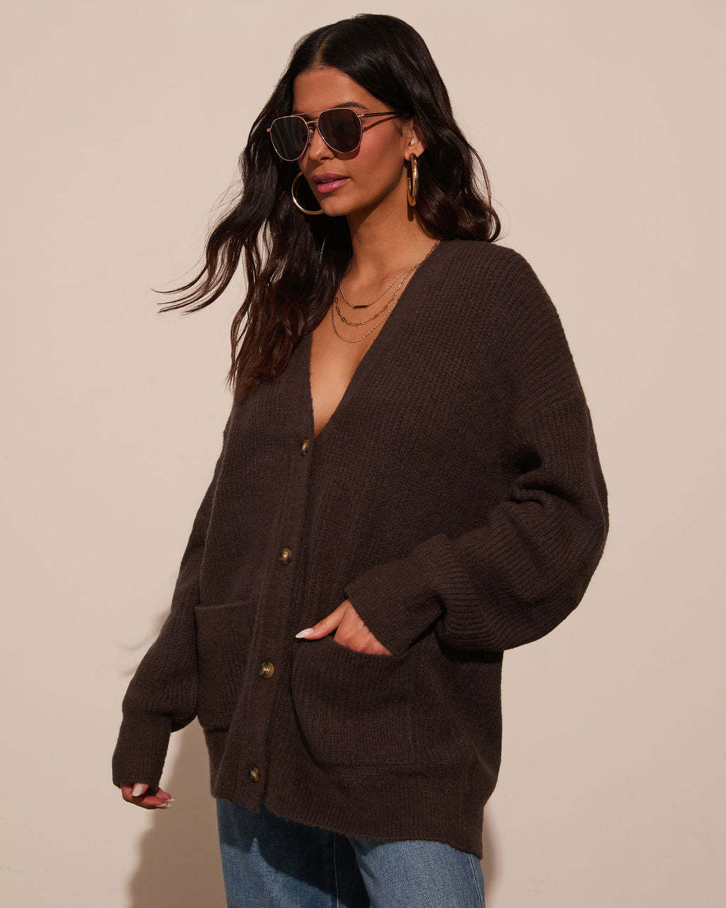 Warm Latte Oversized Cardigan-Matylis