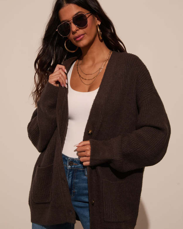 Warm Latte Oversized Cardigan-Matylis