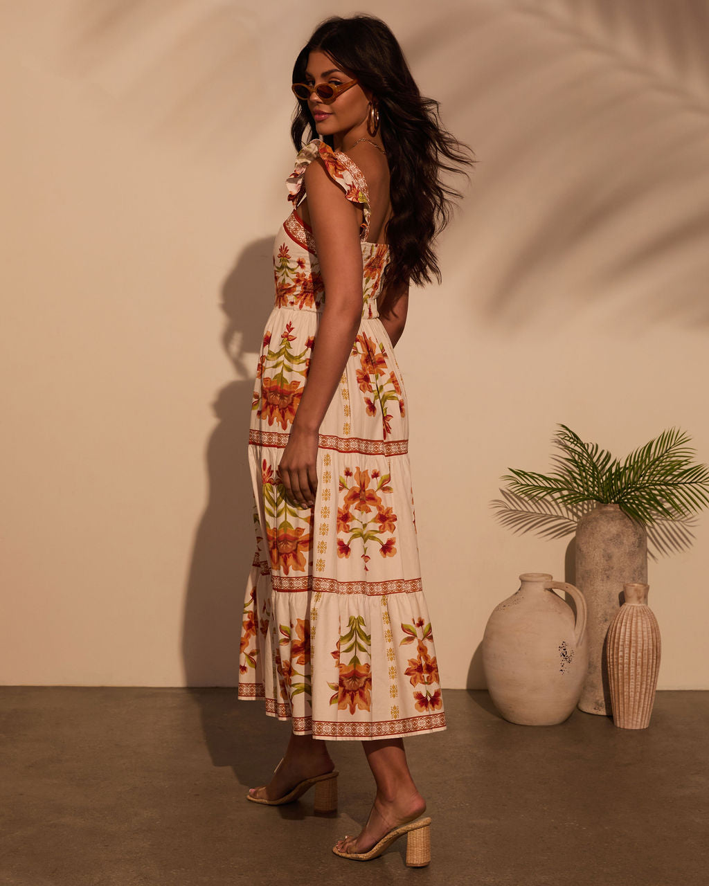 Tropical Reverie Tiered Floral Maxi Dress-Matylis