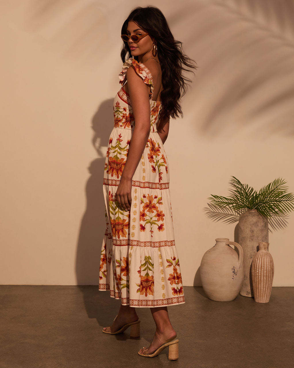 Tropical Reverie Tiered Floral Maxi Dress-Matylis