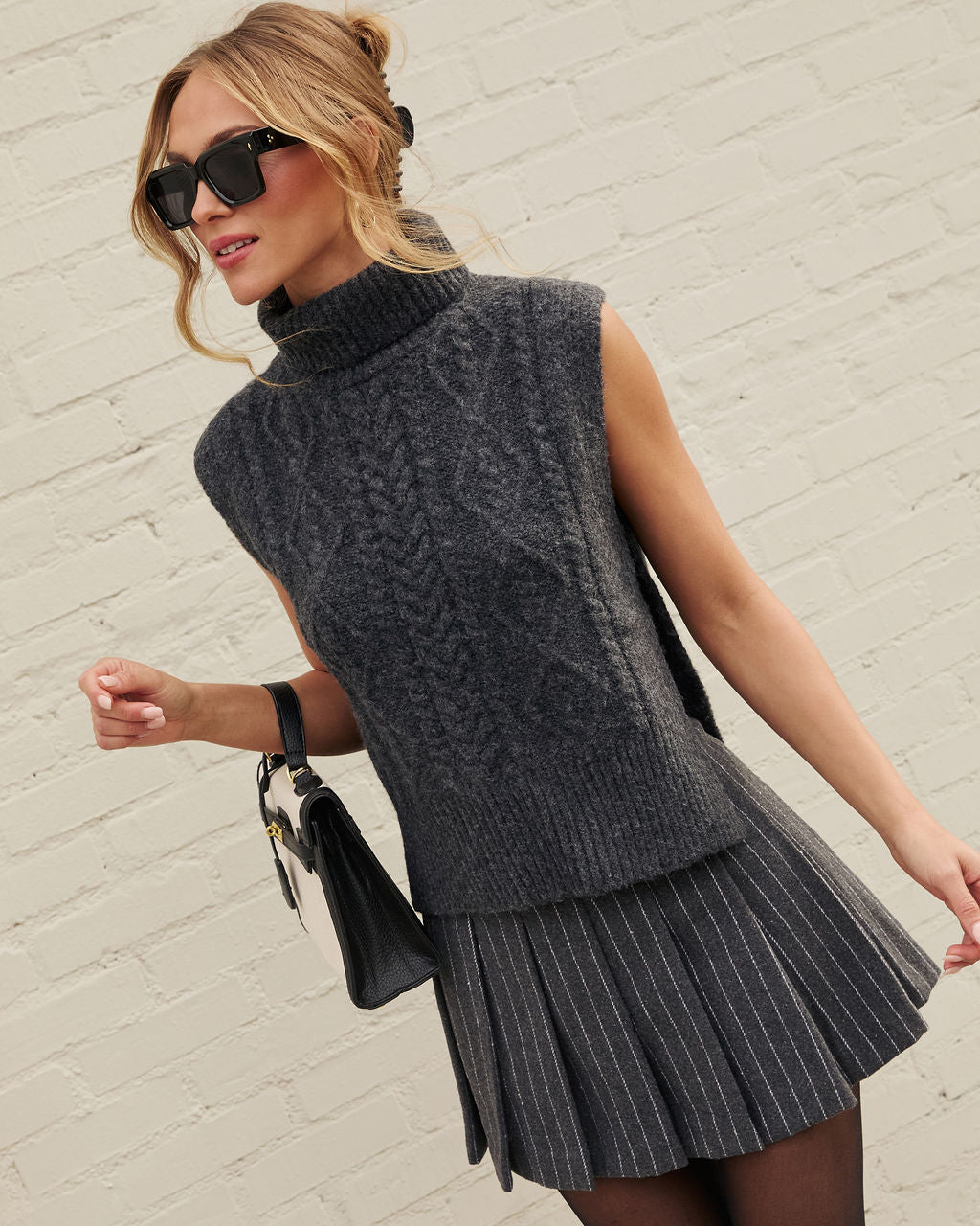Welma Knit Turtleneck Sweater Vest-Matylis