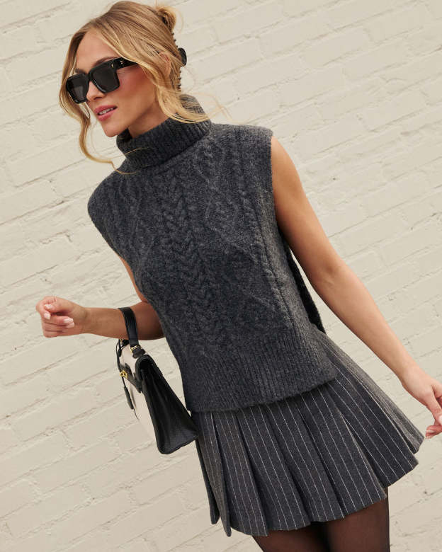 Welma Knit Turtleneck Sweater Vest-Matylis