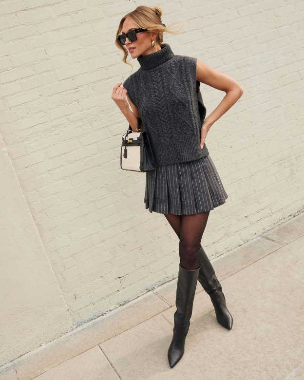 Welma Knit Turtleneck Sweater Vest-Matylis