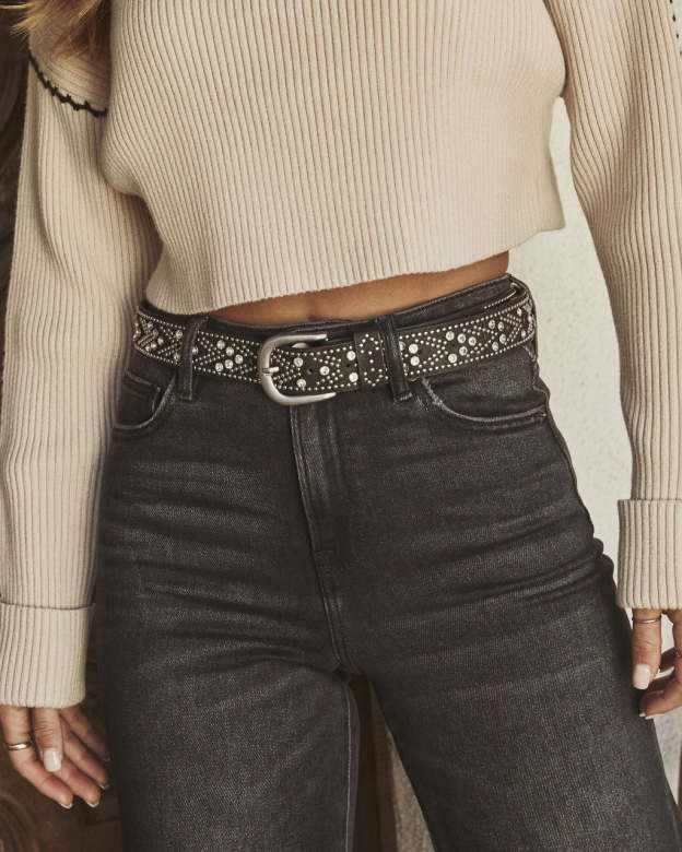 Wild West Studded Leather Belt-Matylis
