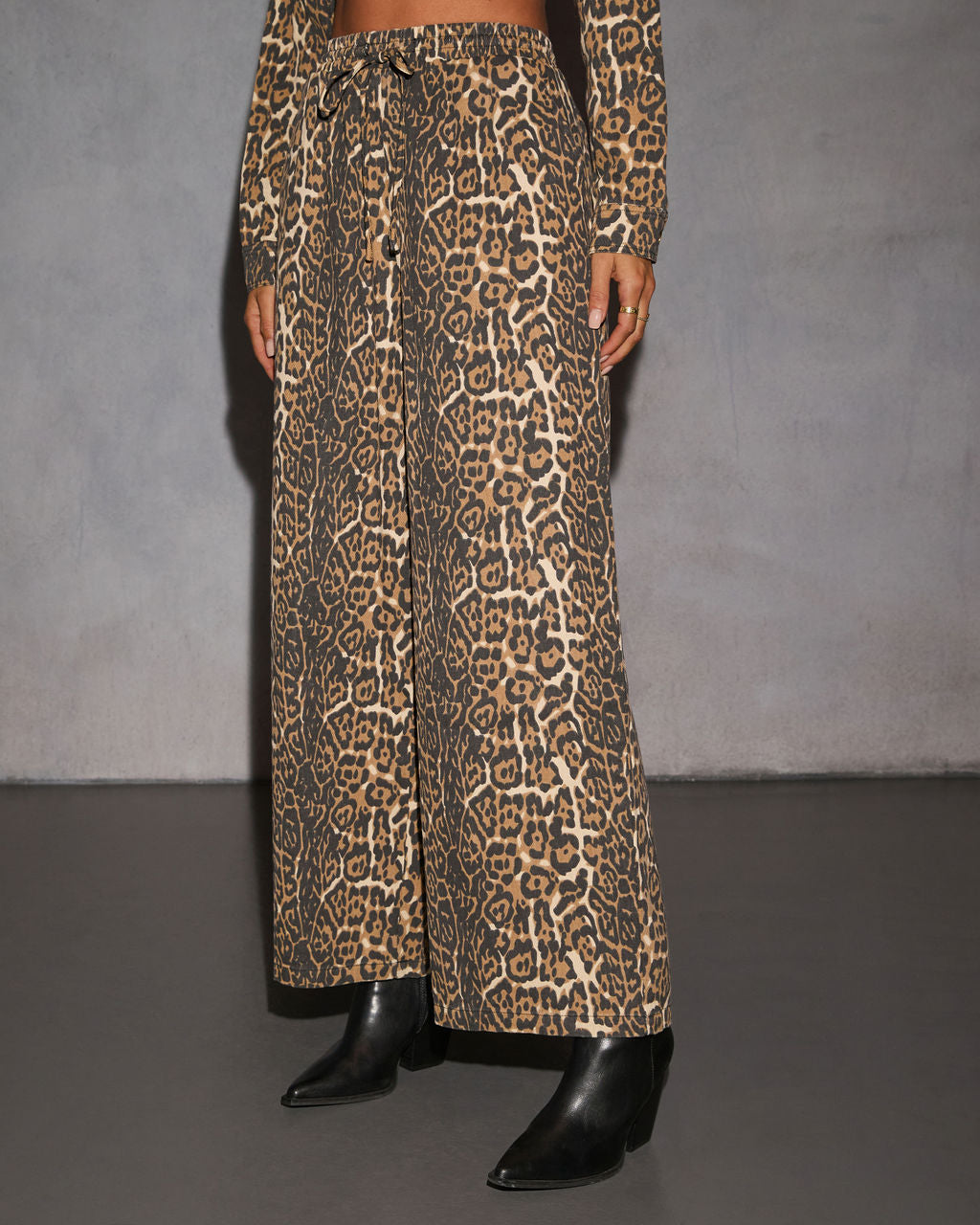 Wild Aura Wide Leg Animal Print Pants-Matylis