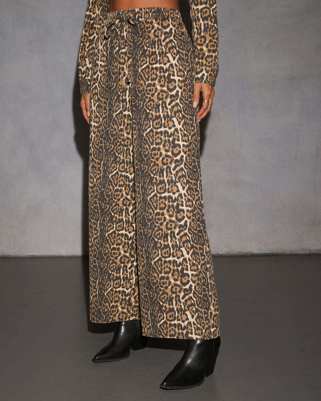 Wild Aura Wide Leg Animal Print Pants-Matylis