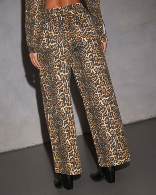 Wild Aura Wide Leg Animal Print Pants-Matylis