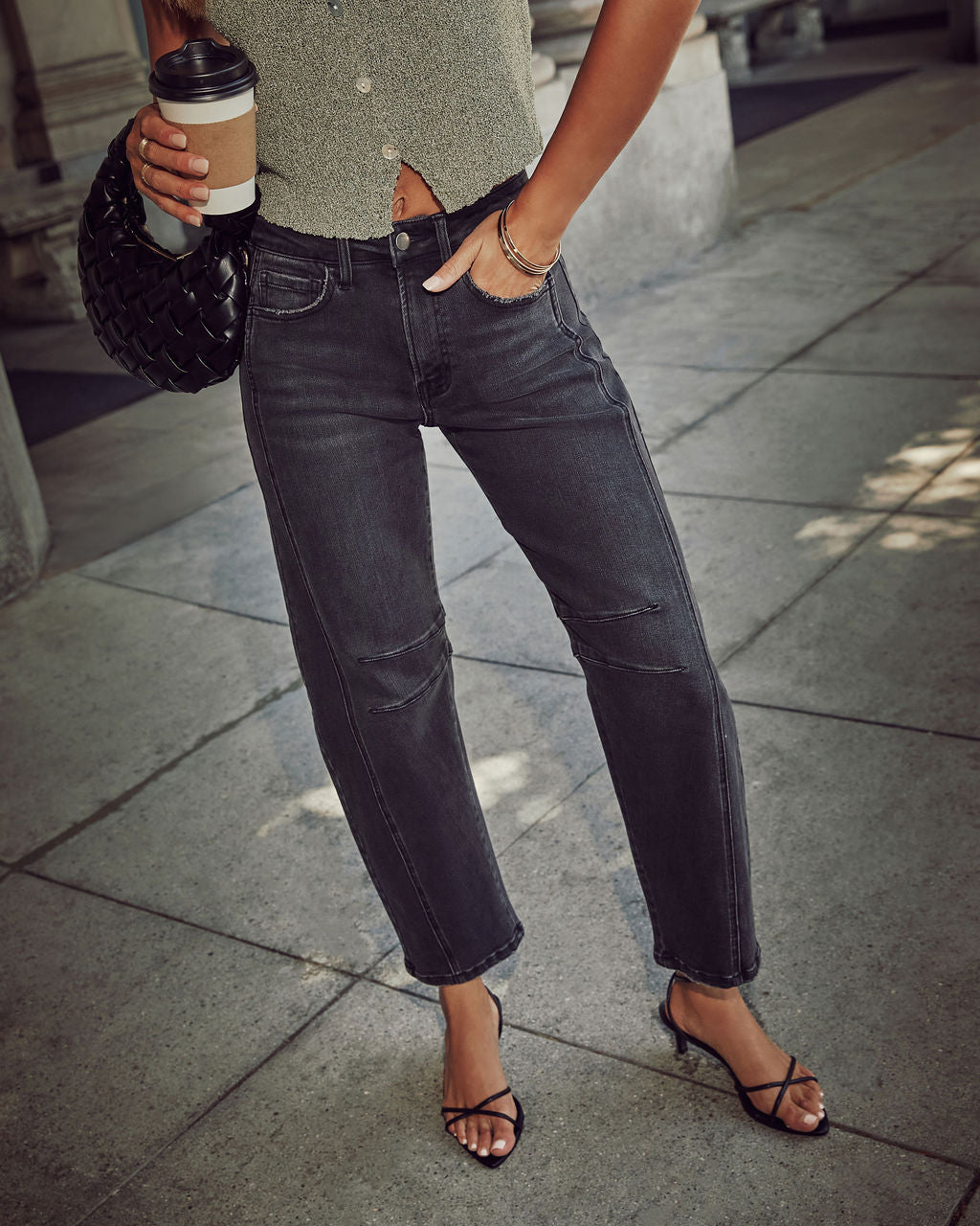 Wild Honey High Rise Barrel Jeans-Matylis