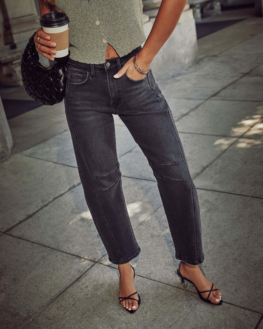 Wild Honey High Rise Barrel Jeans-Matylis