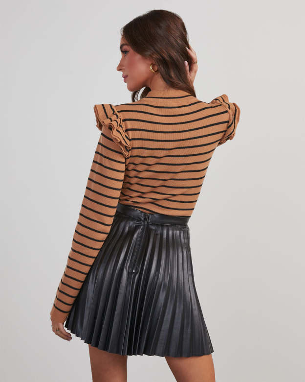 Vixen Pleated Faux Leather Mini Skirt-Matylis