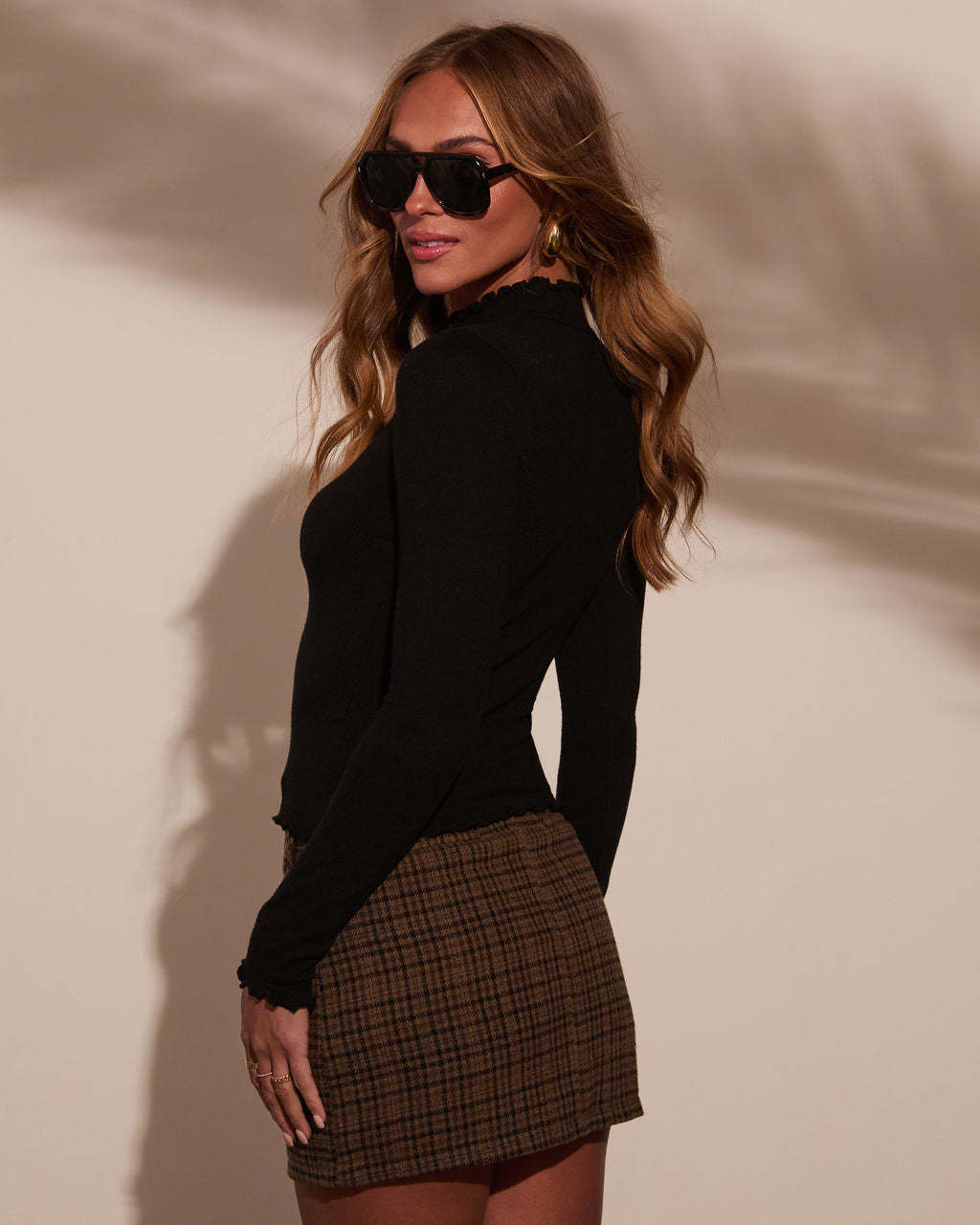 Warm Wishes Ruffle Mockneck Sweater Top-Matylis
