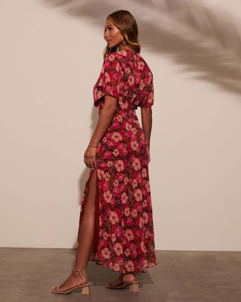 Theia Satin V-Neck Maxi Dress-Matylis