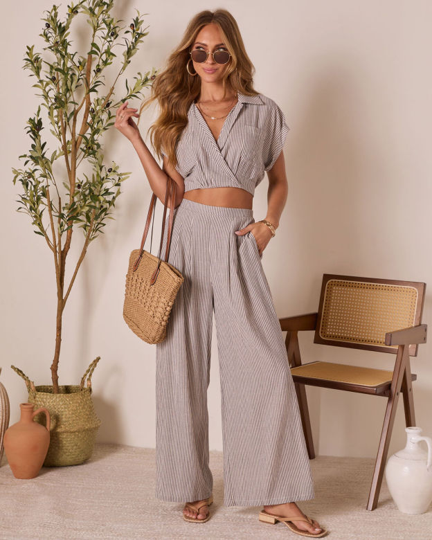 Thea High Rise Striped Pants-Matylis