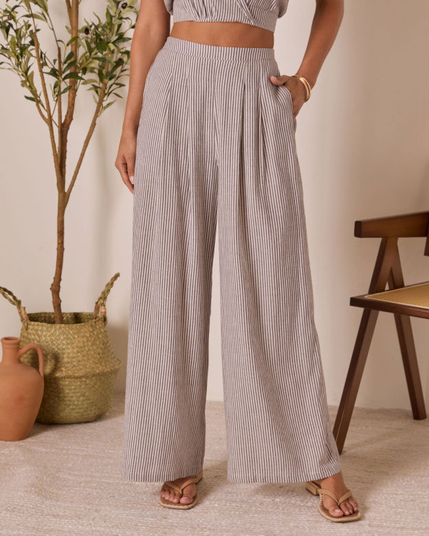 Thea High Rise Striped Pants-Matylis