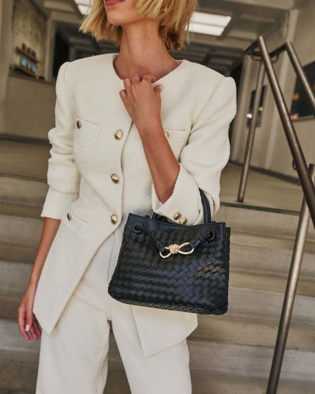 Vita Woven Bow Detail Crossbody Bag-Matylis