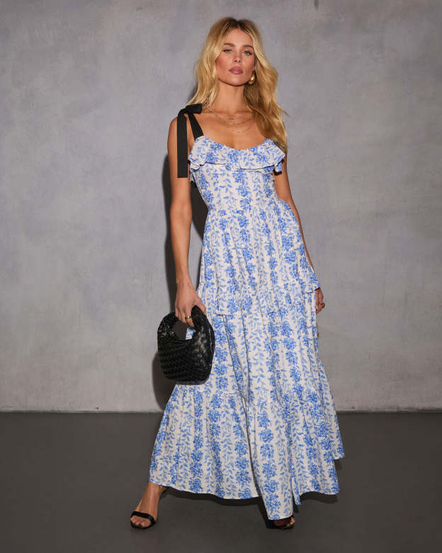 Willow Wisp Tiered Floral Maxi Dress-Matylis