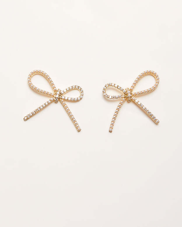 Tova Rhinestone Bow Stud Earrings-Matylis