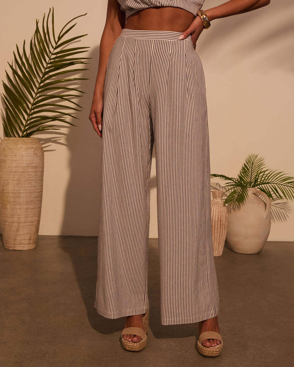 Weekend Trip Pinstripe Wide Leg Pants-Matylis
