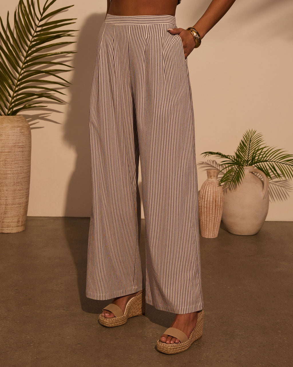 Weekend Trip Pinstripe Wide Leg Pants-Matylis