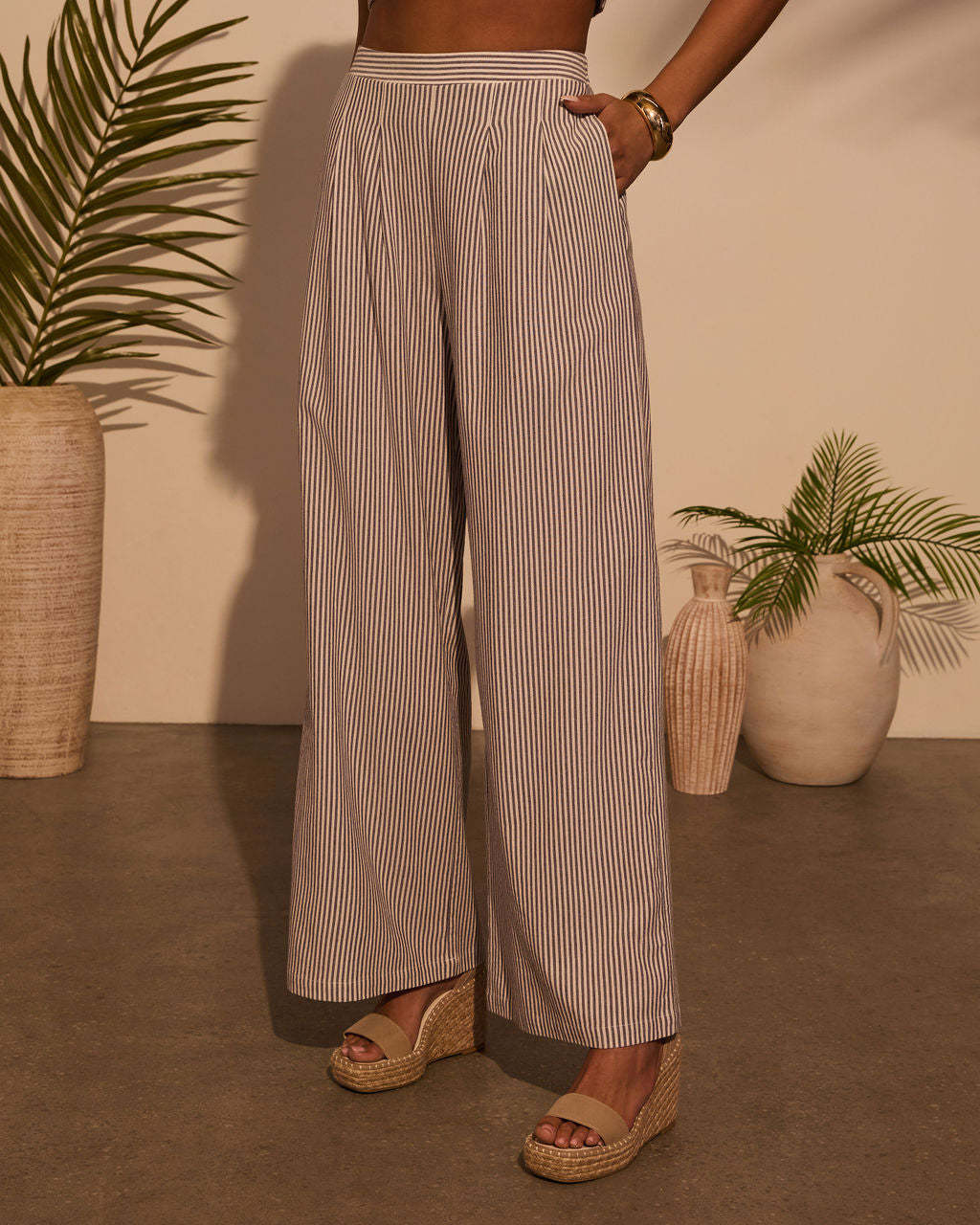 Weekend Trip Pinstripe Wide Leg Pants-Matylis