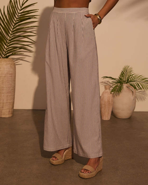Weekend Trip Pinstripe Wide Leg Pants-Matylis
