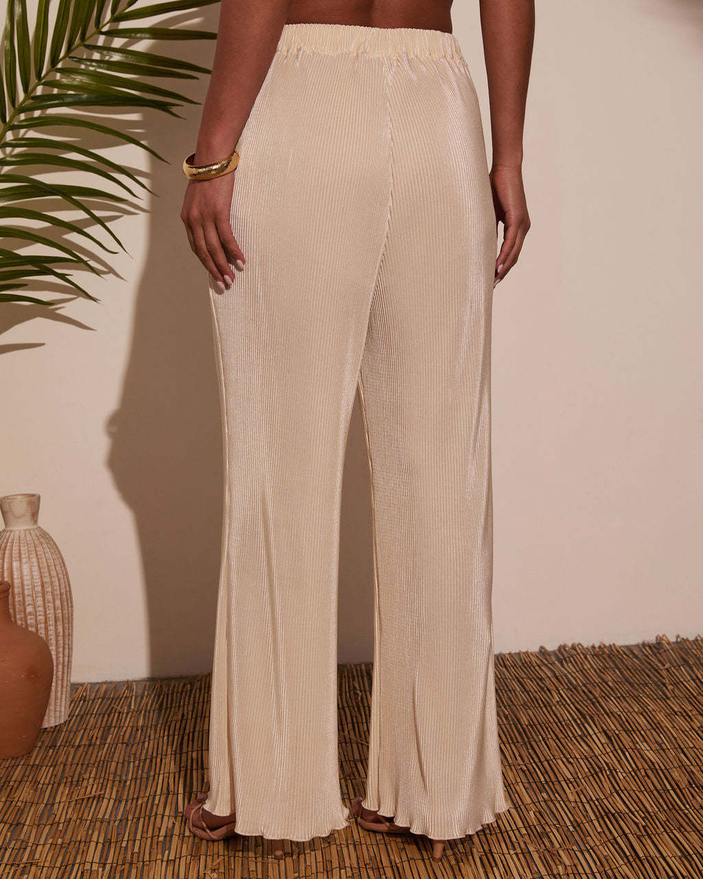Vintage Summer Wide Leg Plisse Pants-Matylis