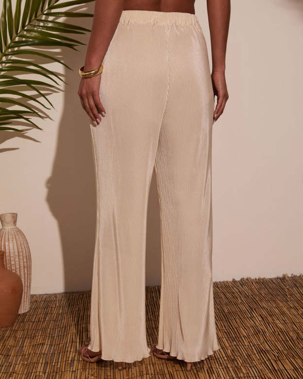 Vintage Summer Wide Leg Plisse Pants-Matylis