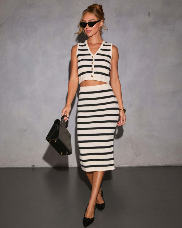 Vianna Striped Midi Skirt-Matylis