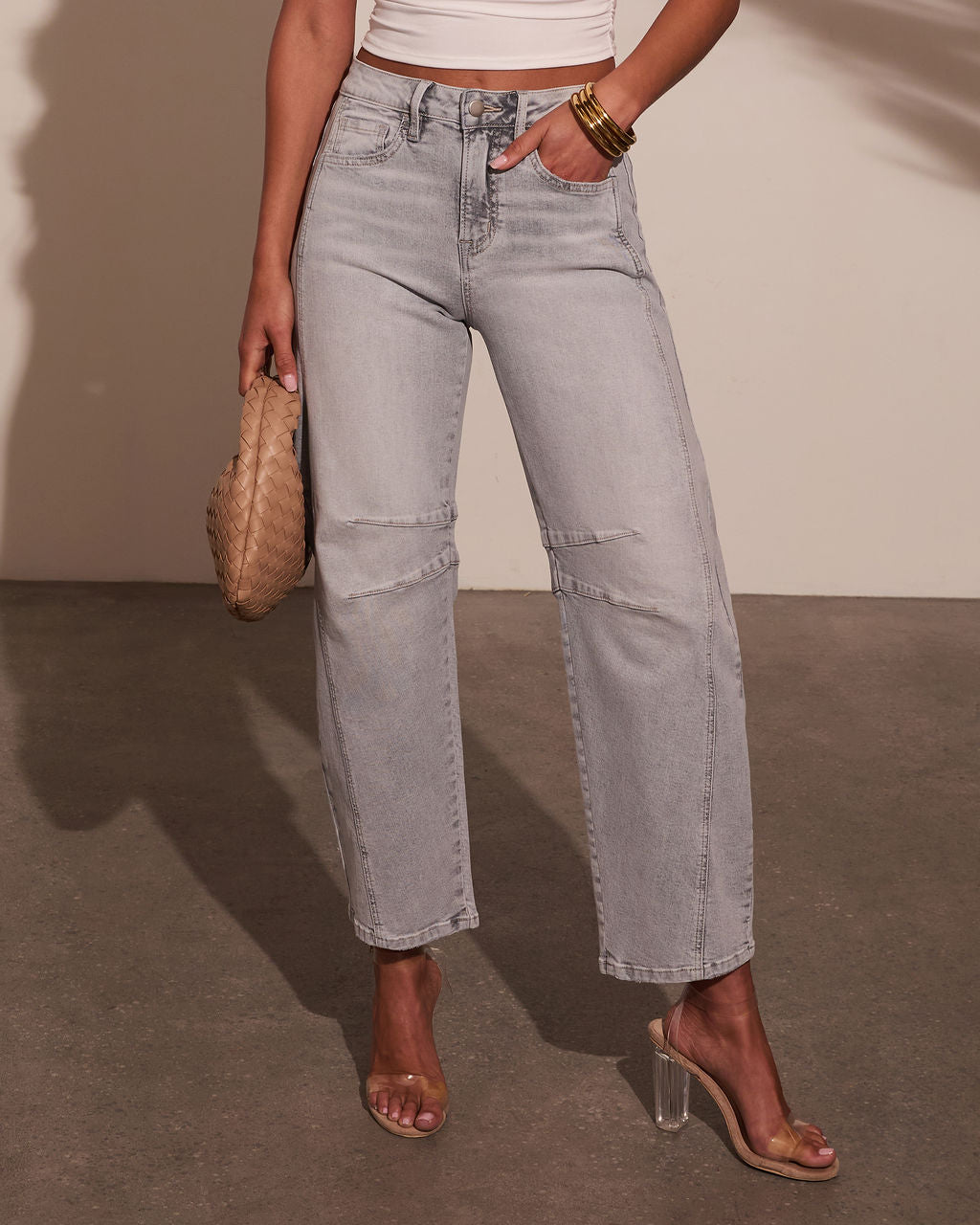 Wild Honey High Rise Barrel Jeans-Matylis