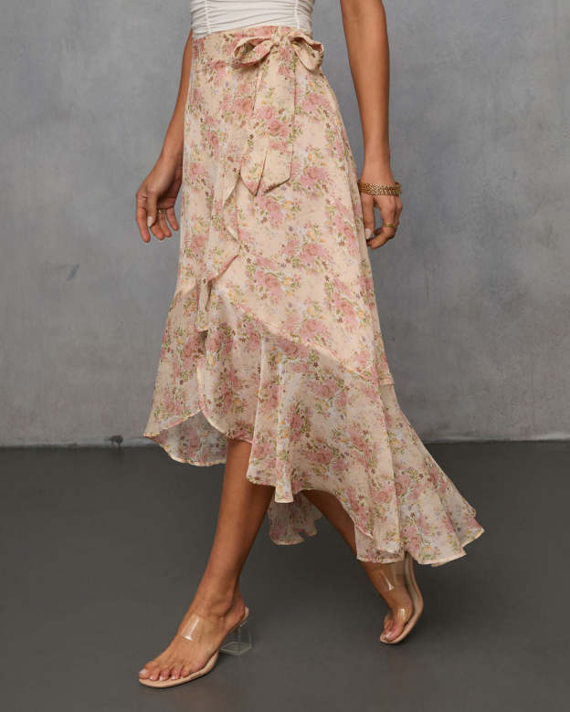 Wildly Radiant Floral Chiffon Wrap Skirt-Matylis