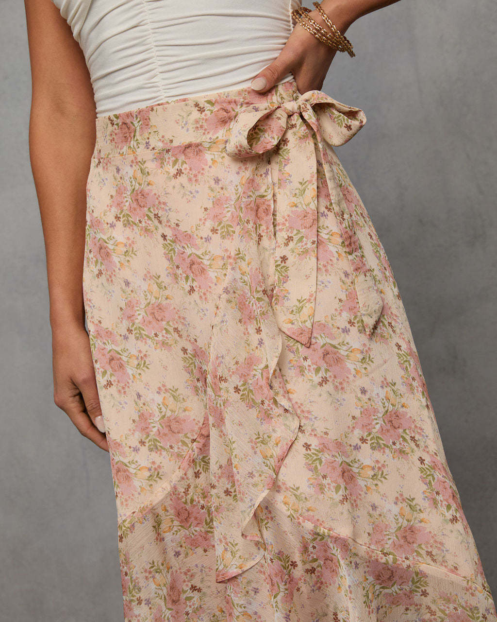 Wildly Radiant Floral Chiffon Wrap Skirt-Matylis