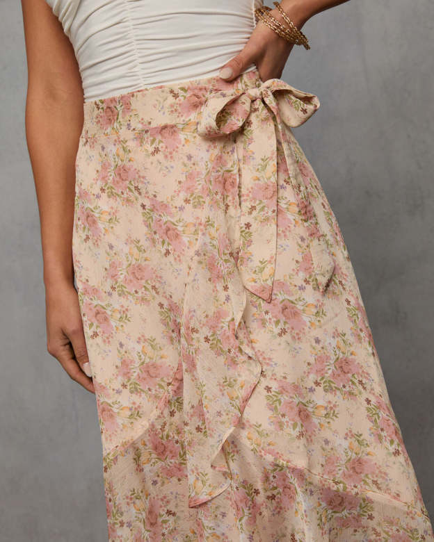 Wildly Radiant Floral Chiffon Wrap Skirt-Matylis