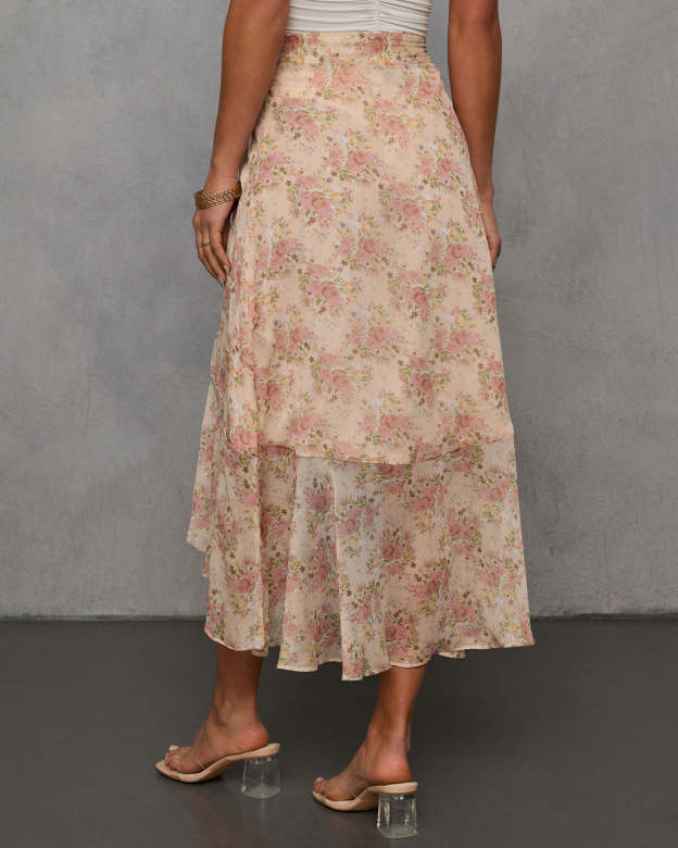 Wildly Radiant Floral Chiffon Wrap Skirt-Matylis