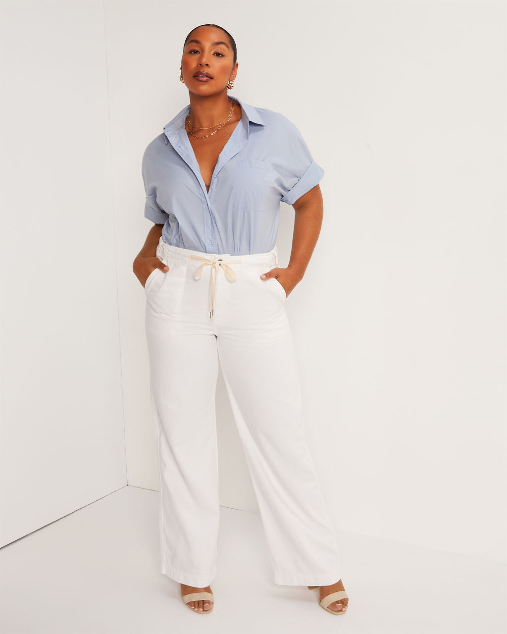 Westley Drawstring Wide Leg Jeans-Matylis