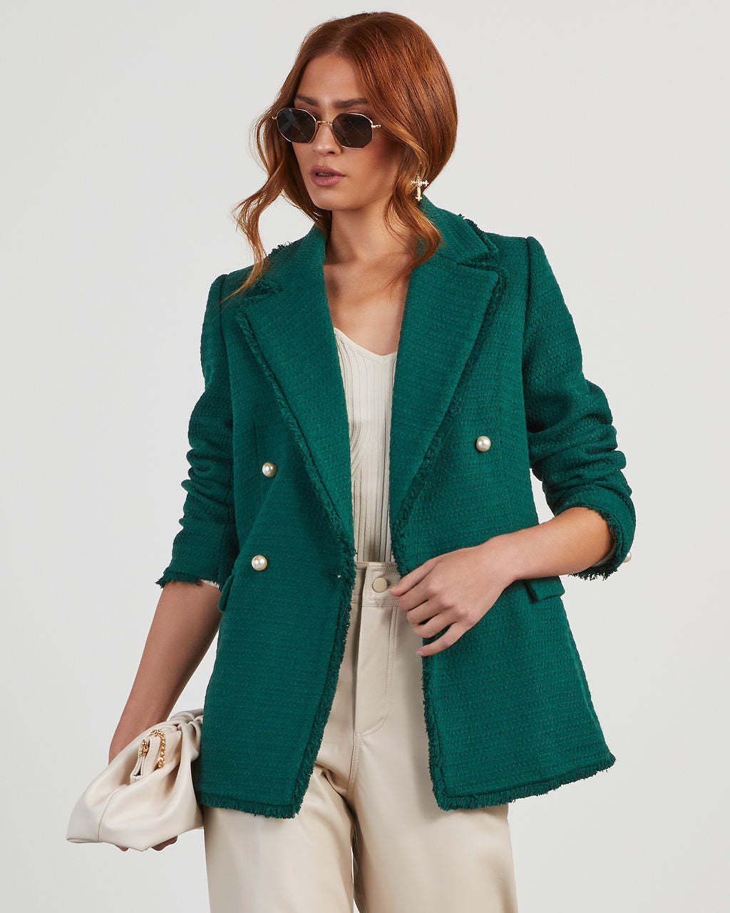 Workwear Icon Frayed Trim Blazer-Matylis