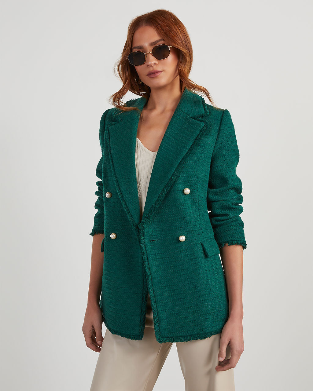 Workwear Icon Frayed Trim Blazer-Matylis