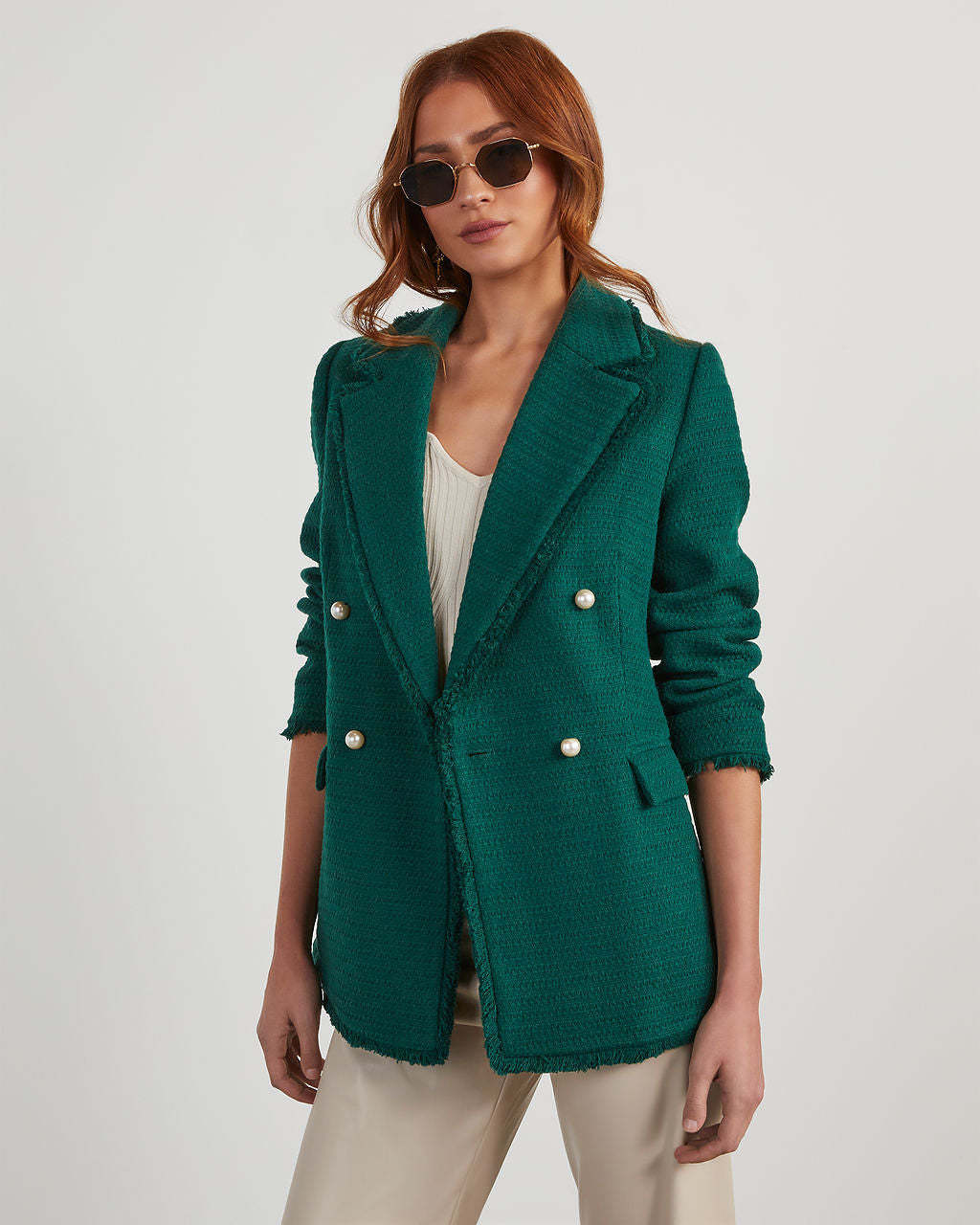 Workwear Icon Frayed Trim Blazer-Matylis