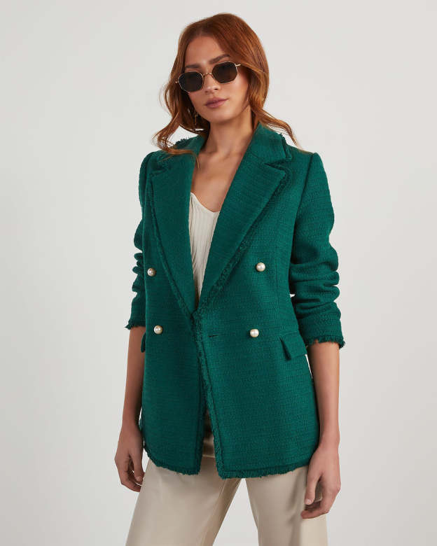 Workwear Icon Frayed Trim Blazer-Matylis