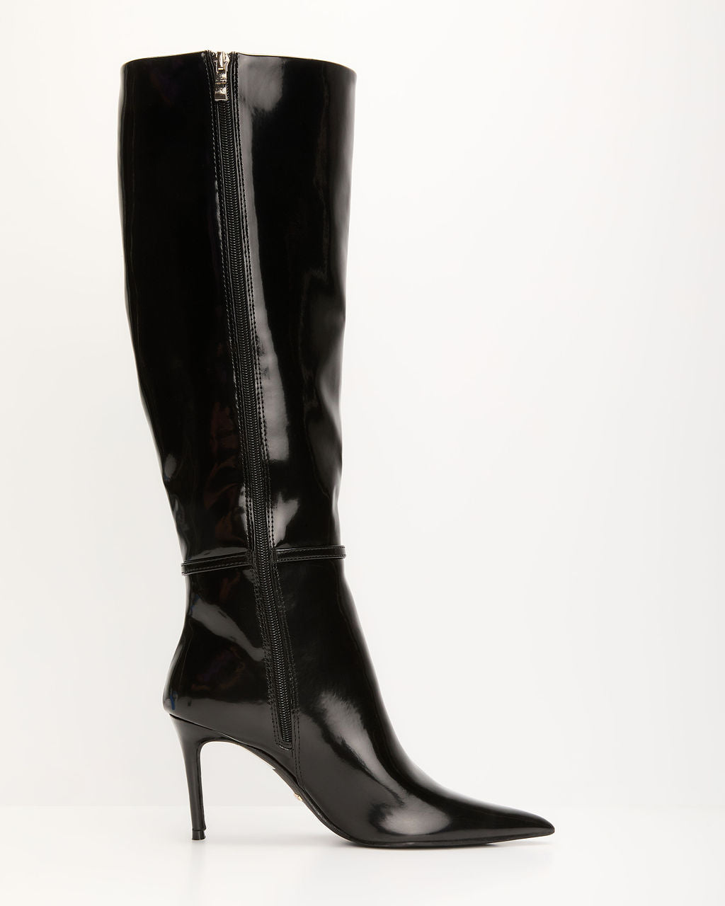 Violetta Patent Leather Heeled Knee High Boots-Matylis