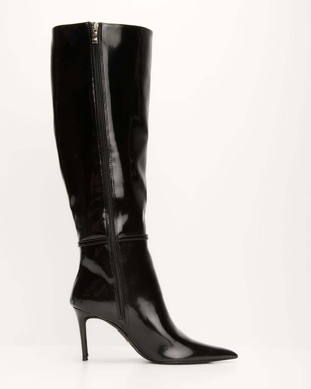 Violetta Patent Leather Heeled Knee High Boots-Matylis