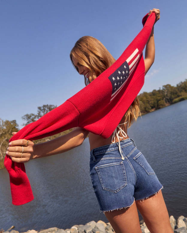 Western Light Distressed Denim Shorts-Matylis